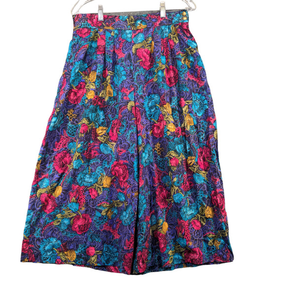 Norton McNaughton Women's Wide Leg Capri Pants Multi 12 Floral Pleated Front - Picture 1 of 14